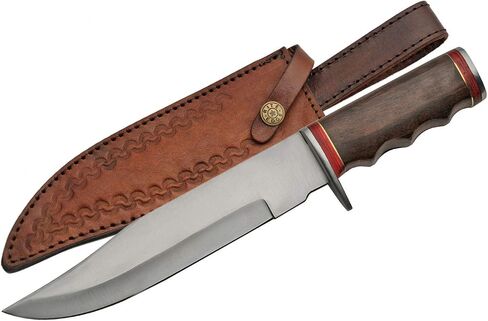 SZCO Full Tang Hunting Knife 12 Inch - Pocket Knifes with Stainless Steel Blade, Wood Handle & Leather Sheath - Camping Knife for Hiking, Camping & Outdoor - Skinning knife for Men in Kuwait