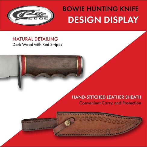 SZCO Full Tang Hunting Knife 12 Inch - Pocket Knifes with Stainless Steel Blade, Wood Handle & Leather Sheath - Camping Knife for Hiking, Camping & Outdoor - Skinning knife for Men in Kuwait
