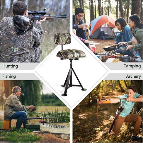 LDAILY Moccha 360 Swivel Hunting Chair, Camo Blind Chair with Detachable Backrest, Padded Seat, Height Adjustable Hunter Fishing Camping Stool in Saudi Arabia