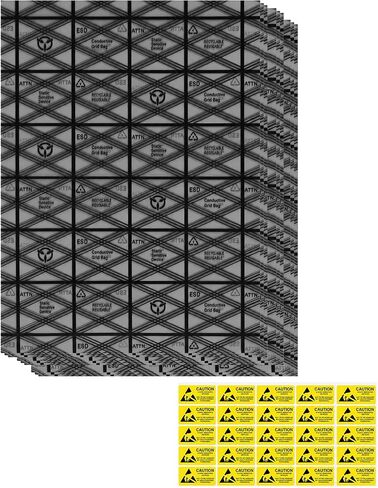 أكياس مفتوحة من الأعلى مضادة للكهرباء الساكنة 30 قطعة 12x16,10x14,6x8in أكياس ESD مضادة للكهرباء الساكنة | لجهاز القرص الصلب الإلكتروني لبطاقة الفيديو للوحة الأم وشاشة LCD وحدة معالجة الرسومات الجرافيكية، مع ملصقات مضادة للكهرباء الساكنة in Kuwait