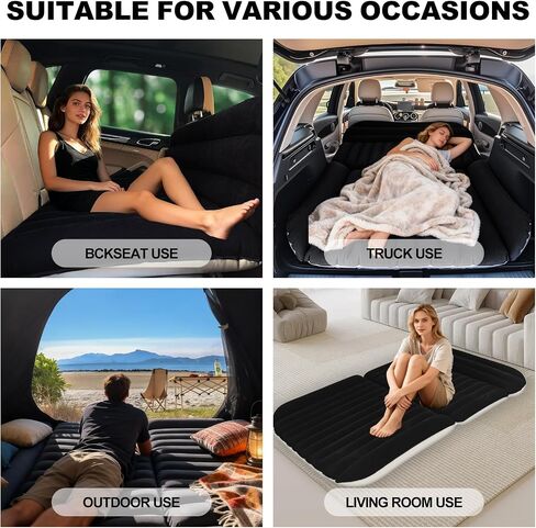 SUV Car Air Mattress – Inflatable Back Seat Bed with Electric Air Pump, Portable Camping Travel Sleeping Pad, Blow Up Car Bed (Black) in Saudi Arabia