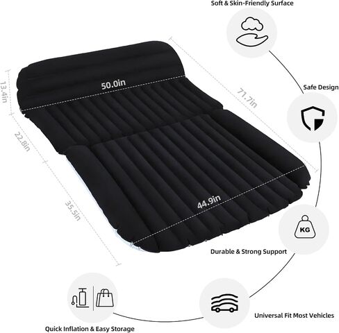 SUV Car Air Mattress – Inflatable Back Seat Bed with Electric Air Pump, Portable Camping Travel Sleeping Pad, Blow Up Car Bed (Black) in Saudi Arabia