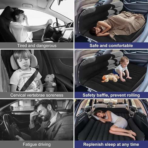 SUV Car Air Mattress – Inflatable Back Seat Bed with Electric Air Pump, Portable Camping Travel Sleeping Pad, Blow Up Car Bed (Black) in Saudi Arabia