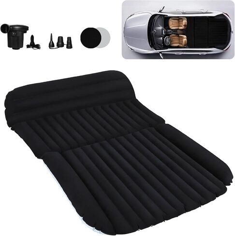 SUV Car Air Mattress – Inflatable Back Seat Bed with Electric Air Pump, Portable Camping Travel Sleeping Pad, Blow Up Car Bed (Black) in Saudi Arabia