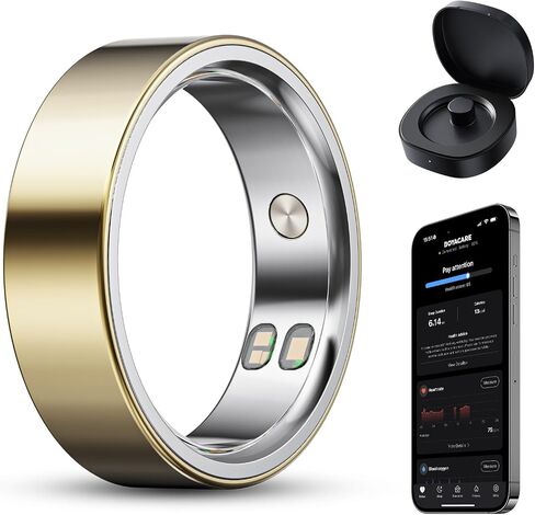 Smart Ring for Women/Men, Fitness Tracker Ring with Call & Alarm Vibration, Heart Rate, Blood Oxygen, Sleep Tracker, Women Cycle Prediction, 5ATM Waterproof, No App Fees (Silver, 9#) in Saudi Arabia