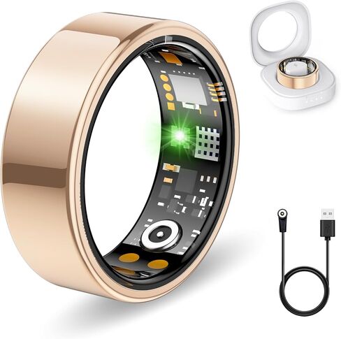 Smart Ring for Women Men, Fitness Ring with Heart Rate, Blood Oxygen, HRV, Stress, Sleep Tracker, Step Tracker, lP68 Waterproof Smart Ring for iPhone & Android, No Subscription Fee (Rose Gold, 11# in Saudi Arabia