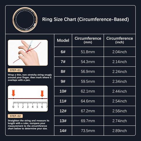 Smart Ring for Women Men, Fitness Ring with Heart Rate, Blood Oxygen, HRV, Stress, Sleep Tracker, Step Tracker, lP68 Waterproof Smart Ring for iPhone & Android, No Subscription Fee (Rose Gold, 11# in Saudi Arabia