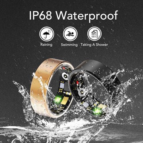 Smart Health Ring Fitness Tracker for Men Women, Sleep, Stress & Activity Monitoring, IP68 Waterproof, Long Lasting Battery, No Subscription Fees, Pale Gold 10# in Saudi Arabia