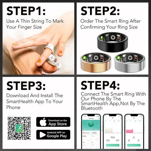 Smart Health Ring Fitness Tracker for Men Women, Sleep, Stress & Activity Monitoring, IP68 Waterproof, Long Lasting Battery, No Subscription Fees, Pale Gold 10# in Saudi Arabia