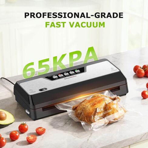 Bonsenkitchen Vacuum Sealer Machine,1 Roll&5 Pre-Cut Bags,Multiple Modes | Food Sealer Vacuum Sealer with Cutter&Bag Storage,External Air Suction Hose,Widen Sealing Strip,Starter Kit for Food Storage in Saudi Arabia