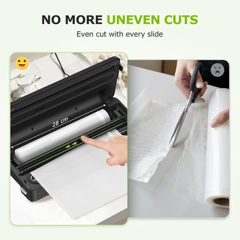 Bonsenkitchen Vacuum Sealer Machine,1 Roll&5 Pre-Cut Bags,Multiple Modes | Food Sealer Vacuum Sealer with Cutter&Bag Storage,External Air Suction Hose,Widen Sealing Strip,Starter Kit for Food Storage in Saudi Arabia