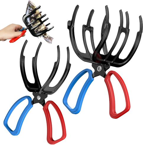 Pawfly 2 or 3 Claw Fish Gripper, Non-Slip 2 Pcs Fish Grippers for Fishing | Metal Fishing Pliers Fish Grabber Tool for Most Freshwater Fish, Multifunctional Lightweight Fish Control Clamps Fishing Gear in Saudi Arabia