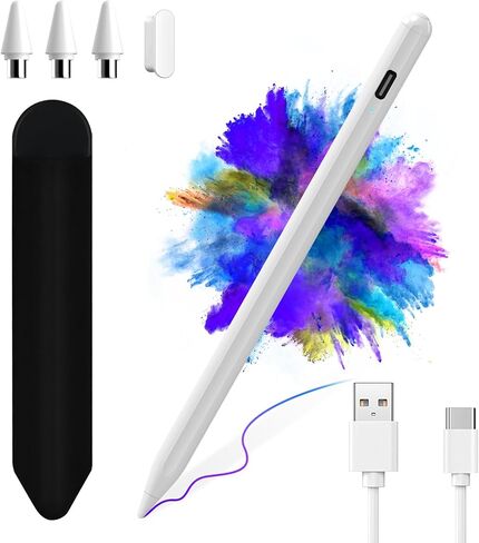 Stylus Pen for Android Tablets Phones Stylus Pencil for Samsung iPhone, Active Universal Pens fors iOS/Android Most Tablets, High Precision Digital Pen fors Touch Screen Writing White in Saudi Arabia