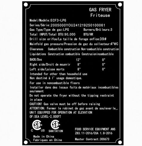EGGKITPO Commercial Liquid Propane Gas Fryer 3 Burnner 90,000 BTU CSA Certified Commercial Deep Fryer with 40lb. Oil Capacity Stainless Steel Floor Fryer with 2 Baskets for Restaurant and Business Use in Saudi Arabia