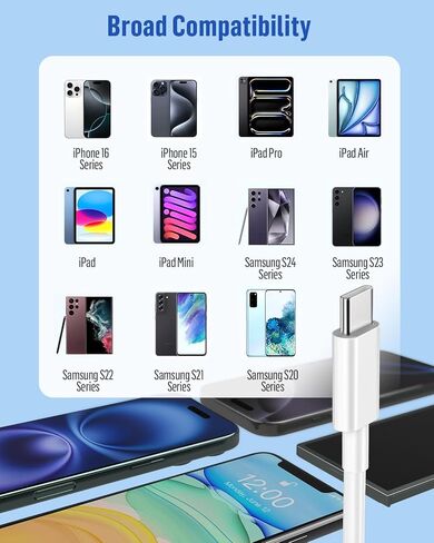 XIAWAO Car Carplay Cable, USB to USB C Cable (2Pack, 3ft) | For iPhone 17/16/15 Series, iPad Pro/Air/mini, Car Charger Cord in Saudi Arabia