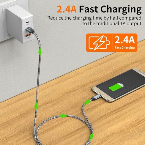 JXMOX USB C to Micro USB Cable, (3.3ft 2-Pack) Type C to Micro USB Charger Cord, Support Charge & Sync Compatible with Kindle/PS4/Xbox One/Android Phone and Samsung S7 S6 S5 and Micro USB Devices in Saudi Arabia