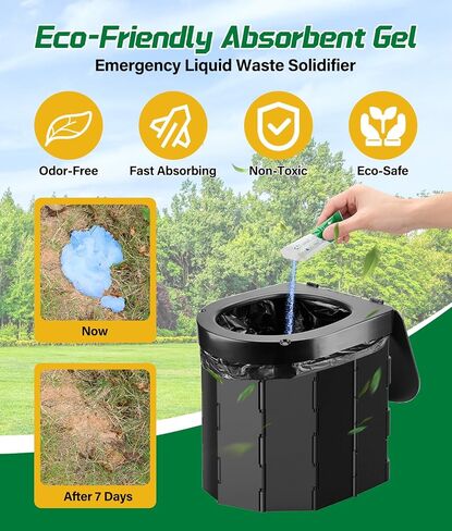 40 Portable Toilet Bags with 40 Poo Gel Set | 12 Gallon Camping Toilet Bag with Eco Super Absorbent Power,Emergency Poo Gel Bags for Camping, Hiking, RV Trips, Car Travel in Kuwait