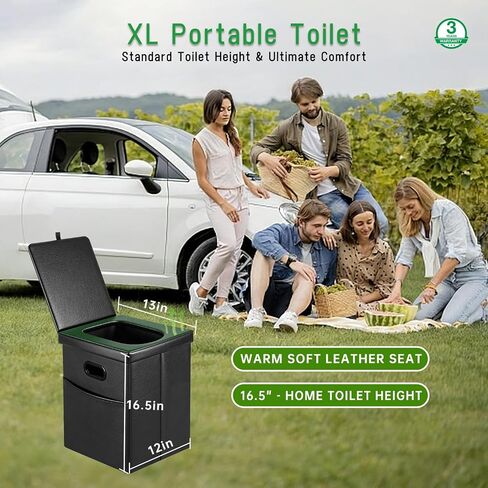 Panmout Portable Toilet Kit with Pop-Up Privacy Tent, 16.5" Camping Toilet | All-in-One Outdoor Portable Camping Bathroom with Camping Toilet , Waste Bags, LED Light for Camping, RV, Road Trip in Kuwait