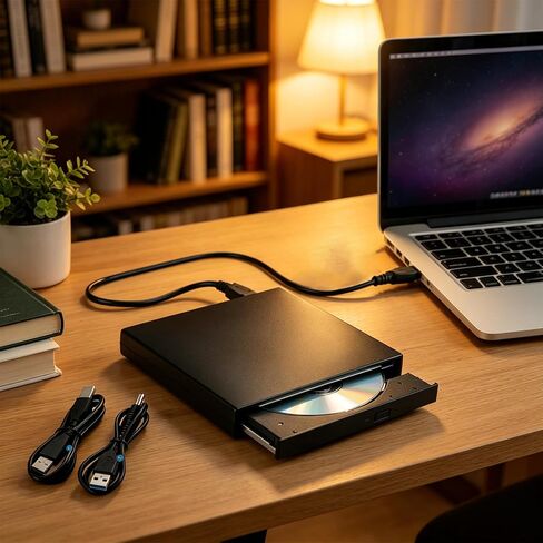 External USB CD DVD Drive, Portable Slim Optical Drive Combo, Plug and Play USB 2.0 CD Burner External Disc Drive for PC Laptop in Kuwait