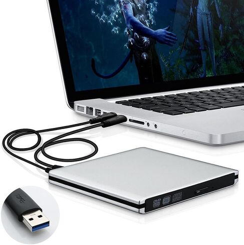 Ultra Slim External USB 3.0 CD/DVD-RW Writer Burner Player for MacBook Pro Air iMac or Other PC/Laptop in Kuwait