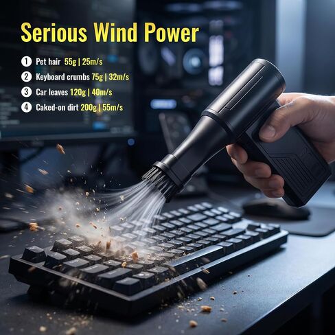 Compressed Air Duster, 130,000 RPM Electric Air Duster Cordless | 4-Speed Rechargeable Blower; for Computer, Keyboard, Car, Home and Cleaning in Kuwait