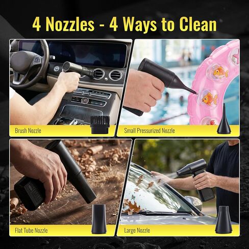 Compressed Air Duster, 130,000 RPM Electric Air Duster Cordless | 4-Speed Rechargeable Blower; for Computer, Keyboard, Car, Home and Cleaning in Kuwait