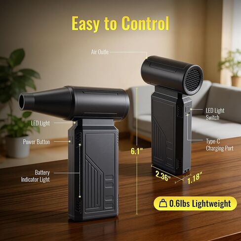 Compressed Air Duster, 130,000 RPM Electric Air Duster Cordless | 4-Speed Rechargeable Blower; for Computer, Keyboard, Car, Home and Cleaning in Kuwait