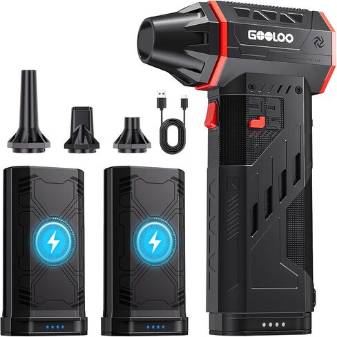 GOOLOO F5S Compressed Air Duster, 180000RPM Super Power, 3-Speed Adjustable | 4 Nozzles, Deep Cleaning for PC, Keyboard, Car&Home, Rechargeable Electric Handheld Blower Replaces Canned Air in Kuwait