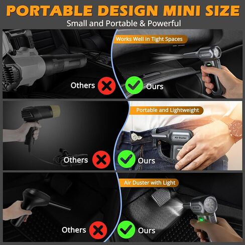 Electric Air Duster Cleaning Tools -180000RPM Super Power Cordless Air Duster, Rechargeable Brushless Motor Durable Blower, 4-Gear Adjustable Dust Blower Fan for Car, PC, Sliver in Kuwait