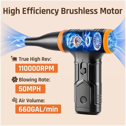 Compressed Air Duster - Electric Air Duster, 50 mph 110000RPM Super Power | Cordless Canned Air Dust Blower for PC/Computer/Blaster/Keyboard/Home, Mini/Variable Speed/Quick Dusting in Kuwait