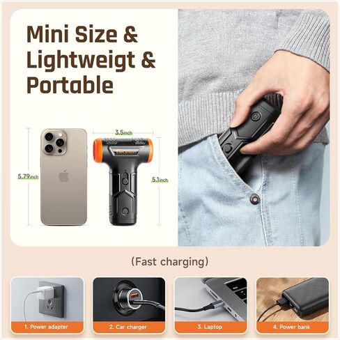Compressed Air Duster - Electric Air Duster, 50 mph 110000RPM Super Power | Cordless Canned Air Dust Blower for PC/Computer/Blaster/Keyboard/Home, Mini/Variable Speed/Quick Dusting in Kuwait