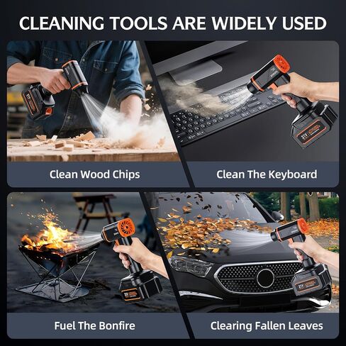 Electric Compressed Air Duster - 500,000 RPM Rechargeable Cordless Air Blower with Brushless Motor - 2 Batteries & Charger - Replaces Canned Air, for Outdoor, Cars, Computer, Keyboards Cleaning in Kuwait
