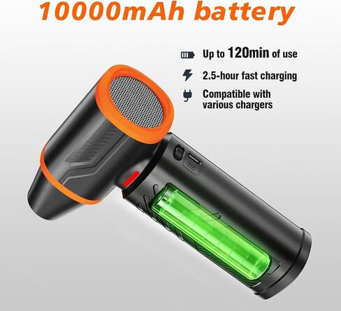 Compressed Air Duster, 360000RPM Electric Air Duster with 10000mAh Battery | 350g/72m/s Maximum wind speed Adjustable Rechargeable , Replace Compressed Air Can for PC, Keyboard, Home, Outdoors in Kuwait