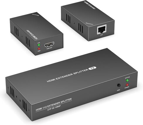 HDMI Extender Splitter 1x2, HD1080P@60Hz & 3D Visual, Extending 165ft (50m) Length Transmission Over CAT5e/CAT6/CAT7 Cable, 2 Channel Transmission with 2 HDMI Loop Out1 in Kuwait