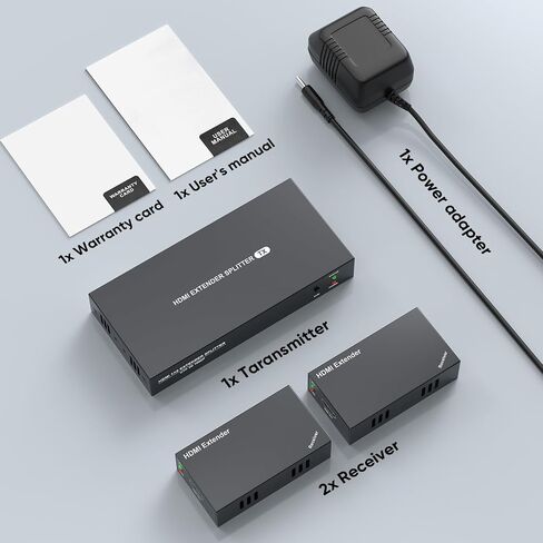 HDMI Extender Splitter 1x2, HD1080P@60Hz & 3D Visual, Extending 165ft (50m) Length Transmission Over CAT5e/CAT6/CAT7 Cable, 2 Channel Transmission with 2 HDMI Loop Out1 in Kuwait