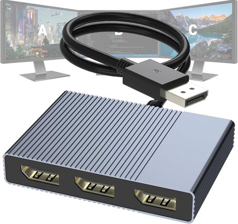 DisplayPort Splitter for 3 Monitors Extended Display, 4K@60Hz DisplayPort MST Hub 1 IN 3 OUT, Display Port to Display Port Adapter, DP to DP Multi Monitor Splitter for PC/NVIDIA/AMD Graphic Card in Kuwait