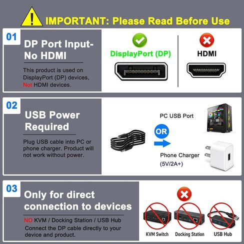DisplayPort Splitter for 3 Monitors Extended Display, 4K@60Hz DisplayPort MST Hub 1 IN 3 OUT, Display Port to Display Port Adapter, DP to DP Multi Monitor Splitter for PC/NVIDIA/AMD Graphic Card in Kuwait