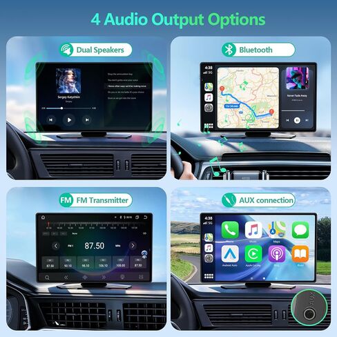 Wireless CarPlay Screen for Car, 9 Inch Portable Touchscreen for Apple CarPlay & Android Auto, Plug & Play, OTA Updates, Backup Camera & Screen Mirroring, Voice Control, GPS, Bluetooth 5.0, FM/AUX in Kuwait