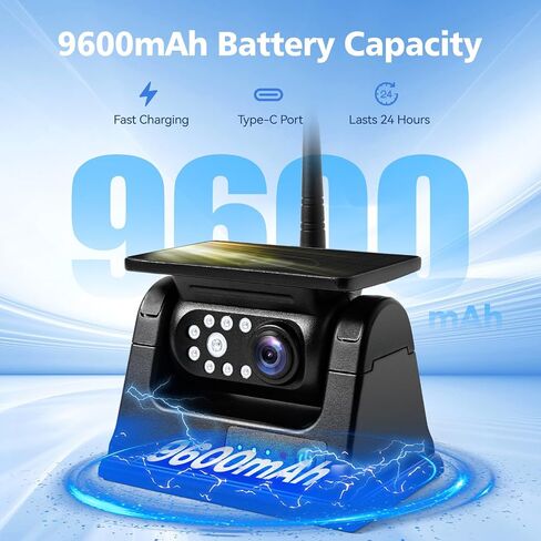 10.1" - 2 Magnetic Solar Wireless Backup Camera, HD 1080P DVR Monitor, Dual RV Cameras System for Hitch Towing RV Camper Trailer, IR Night Vision, Rechargeable Battery, Type-C Charging, SR2 in Kuwait