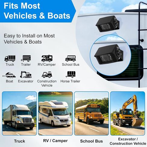 BigJade 1080P Backup Camera for Truck - AHD/CVBS Dual Format - IP69 Waterproof Night Vision - 4-Pin Design for RV, Trailer and Van - PAL/NTSC & Mirror/Normal Image with Parking Guide Lines in Kuwait