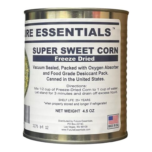 Future Essentials Super Sweet Corn – #2.5 Can, 25-Year Shelf Life | Freeze Dried Canned Corn for Cooking Soups, Side Dishes, & Emergency Food Supply – Made in the USA in Kuwait