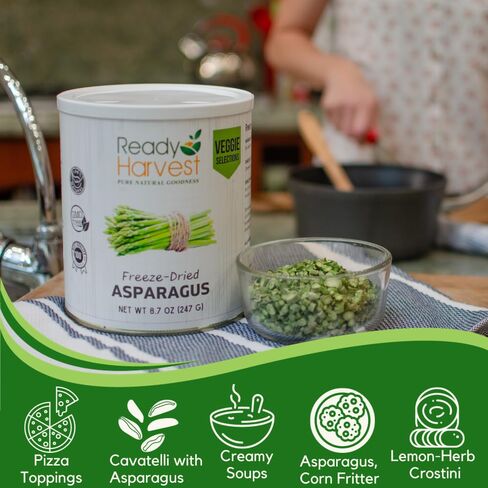 Ready Harvest Freeze Dried Food - Asparagus | Emergency Food Supplies | Vegetables | #10 Can | 25-Year Shelf Life | Cans Filled to the Top in Saudi Arabia