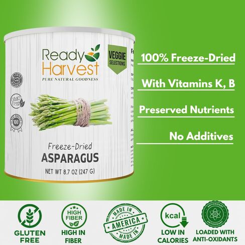 Ready Harvest Freeze Dried Food - Asparagus | Emergency Food Supplies | Vegetables | #10 Can | 25-Year Shelf Life | Cans Filled to the Top in Saudi Arabia