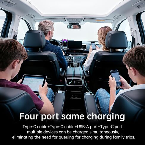 Retractable Car Charger, Car Phone Charger with Cables Fast Charging, USB C Car Charger Adapter for iPhone 17 16 15 14 13 12, Samsung in Saudi Arabia
