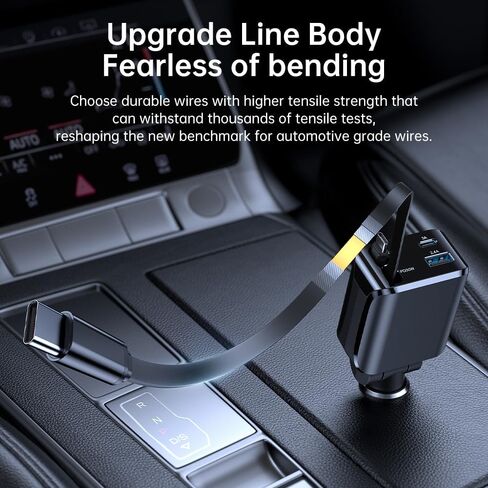 Retractable Car Charger, Car Phone Charger with Cables Fast Charging, USB C Car Charger Adapter for iPhone 17 16 15 14 13 12, Samsung in Saudi Arabia