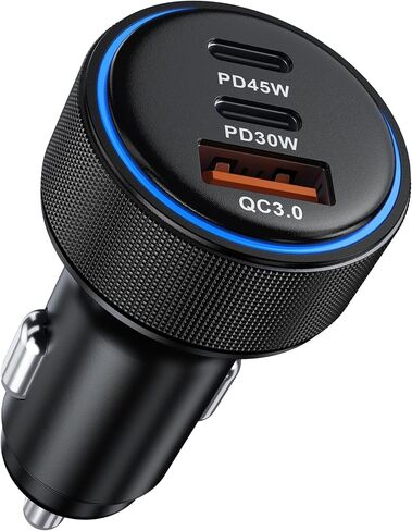 4-Port 90W Car Charger USB C,Super Fast 4-in-1 Cigarette Lighter Adapter | Multiport Car Phone Charger Accessories USB-C&USB-A , for iPhone 17/16/15, iPad, Mac Book,Samsung Galaxy, and Android Devices in Saudi Arabia