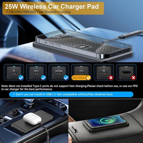 POLMXS 25W Wireless Charger Car Fast Wireless Charging Pad DIY Wireless Phone Charger Mat Compatible with iPhone 17/16(25W)/15/14/13/12(7.5W) (P21) in Saudi Arabia