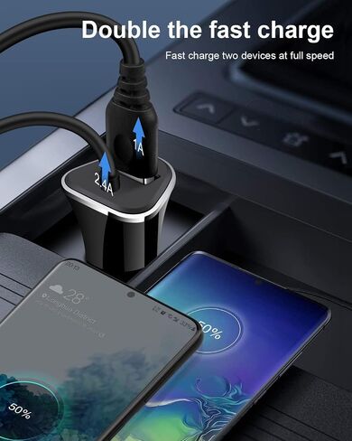 USB-C Car Charger, 3.4A USB Type C Car Charger Adapter & Fast Charge Cable | C Cord Cargador USBC Lighter for Samsung Galaxy S26 S25 S24 S23 S22 A17 iPhone 17e 17 16e 16 15 Pro Max Android Cigarette 12V in Saudi Arabia
