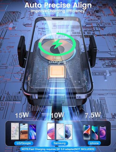 Wireless Car Charger, MOKPR 15W Fast Charging Car Mount Auto-Clamping Car Charger, Dashboard Windshield Phone Holder Compatible with iPhone 16 15/14/13/13 Pro/12 Pro12/11/X, Samsung S23/S22/S10/S9/S8 | [with Anti Shake stabilizer]Auto-Clamping Fast Chargi in Saudi Arabia