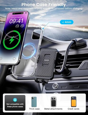 Wireless Car Charger, MOKPR 15W Fast Charging Car Mount Auto-Clamping Car Charger, Dashboard Windshield Phone Holder Compatible with iPhone 16 15/14/13/13 Pro/12 Pro12/11/X, Samsung S23/S22/S10/S9/S8 | [with Anti Shake stabilizer]Auto-Clamping Fast Chargi in Saudi Arabia